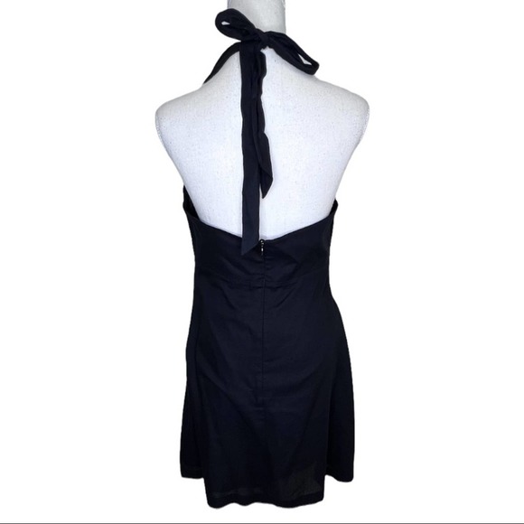 Trina Turk Black Halter Cotton Dress Appliqué Size Medium - Picture 4 of 12